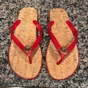 Michael Kors Red Sandals with Gold Logo